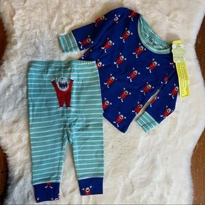 🆕 NEW Hatley Mountain Monster Organic Cotton Baby Pajama Set